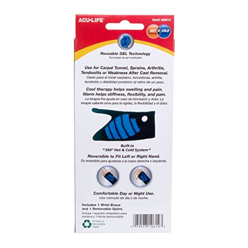 Acu-Life Wrist Therapy Brace, Joint Pain Relief, Hot and Cold, Reversible - style: Wrist Therapy Brace