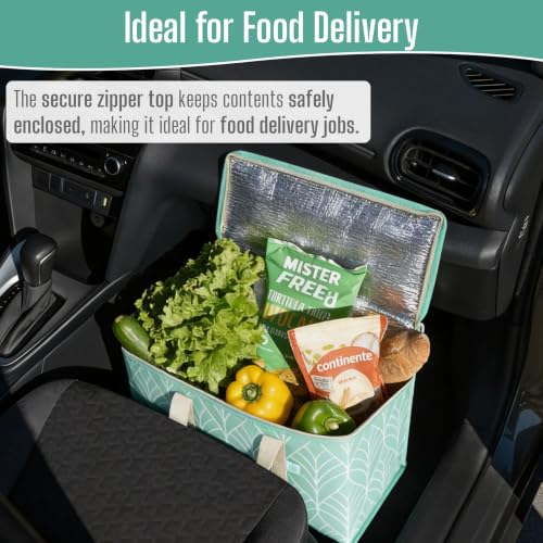 VENO 3 Pack Cooler Bag Insulated Grocery Bags for Food Delivery Heavy Duty - color: Evergreen, size: 3 Pack