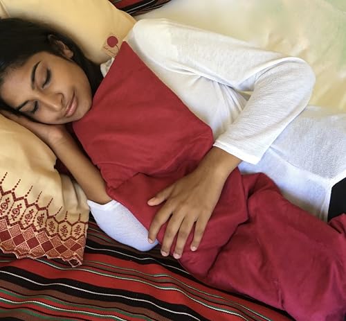 Triple Square Red Ultra Suede, Cherry Pit-Stone Pillow, Microwavable Hot/Cold Compress, Sustainable Heating Pad, Moist Heat, Muscle Joint Pain Relief, Gift - color: Red Ultra-suede