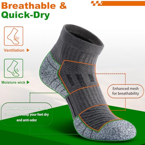 Compression Ankle Socks - Cozy Cushioned Hiking Running for Men Women - Thick Warm Durable - color: Grey, size: X-Large