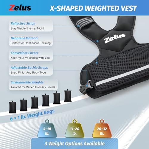 ZELUS Weighted Vest for Men Women,Adjustable 4-32lb Vest, Removable Weights - color: Black, size: 4-10 lb.
