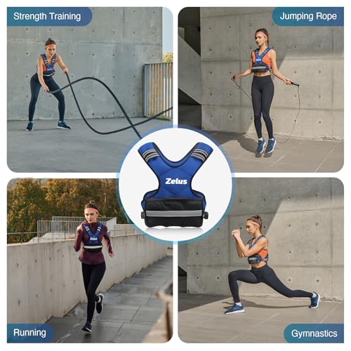 ZELUS Weighted Vest for Men Women,Adjustable 4-32lb Vest, Removable Weights - color: Blue, size: 11-20 lb.
