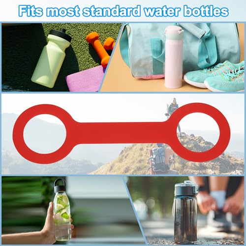 PATIKIL Water Bottle Carrier Grip, Portable Soft Silicone Non-Slip Water Handle Grip Water Bottle Holder Strap - color: Red