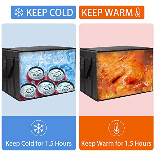 1-Pack Insulated Food Delivery Bag with Hard Bottom, 3X-Large, Black - color: Black, size: 3X-Large with Hard Bottom