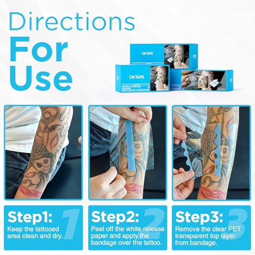 OK TAPE Tattoo Aftercare Bandage with Sliding Cutter 6 in x 6 yd - size: 6in × 6yds