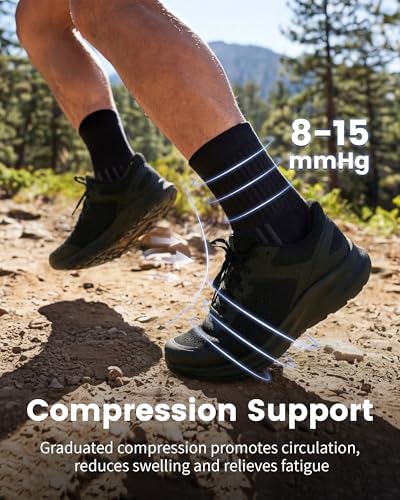 3 Pairs Running Compression Socks for Men & Women Crew Socks with Cushion - color: Black (3 Pairs), size: X-Large