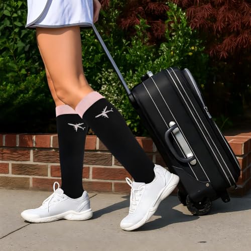 Skicuff 2 Pairs Travel Compression Socks for Men and Women - color: Pink