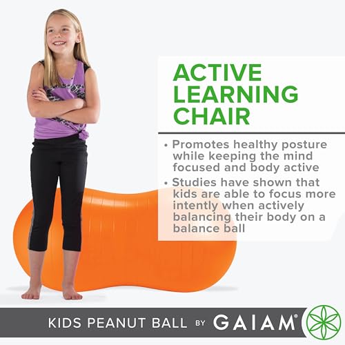 Gaiam Kids Peanut Ball Chair, Flexible Seating for Classroom - color: Orange
