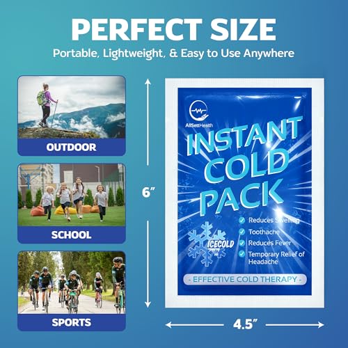 25 Pack Instant Ice Packs for Injuries, Disposable First Aid Cold Packs - size: 25 Pack (6" x 4.5")