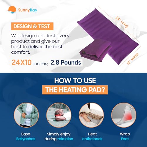 SunnyBay Extra Large Microwavable Heating Pad, 10x24 inch, 2.8 lb, Purple - color: Unscented Purple