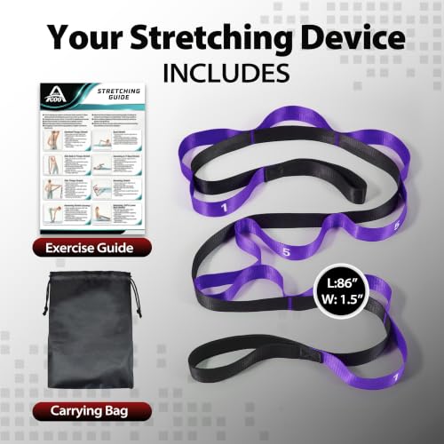 Acozycoo Stretching Strap with Loops for Physical Therapy,Knee,Leg Lifter - color: Purple, size: Length: 86 Inch, Width: 1.5 Inch