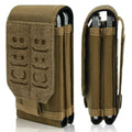 Upgrade 1000D Laser Cust Molle Phone Pouch, Heavy Duty Waterproof Samll Tactical Cell Phone Holder with US Flag Patch for 4.7"-6.7" (Dual-TAN) - color: DUAL-TAN