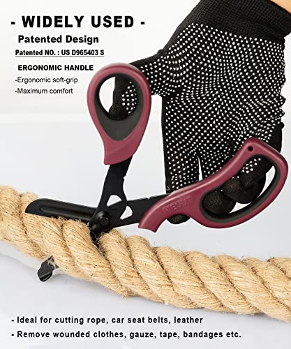 MEUUT Medical Scissors 2-Pack Trauma Shears for Nurses All Purpose Scissors - color: Burgundy+white