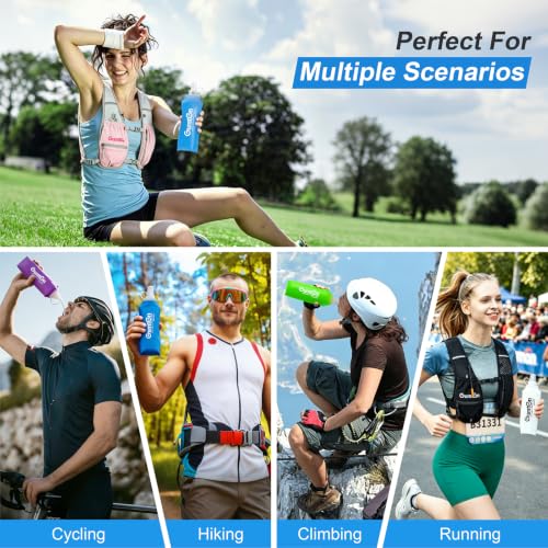 Soft Flask 480ml TPU BPA-Free Soft Water Bottle Leak-Proof Collapsible for Hydration Pack Running Vest Marathon Hiking Cycling (Dark Blue) - color: 480ml Dark Blue