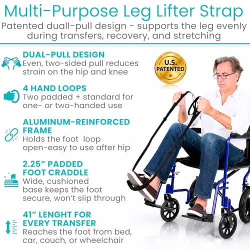 Vive Leg Lifter Strap - Leg Raise Stretch Strap w/Loop for Physical Therapy