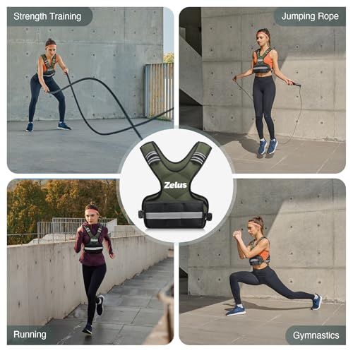 ZELUS Weighted Vest for Men Women,Adjustable 4-32lb Vest, Removable Weights - color: Green, size: 4-10 lb.