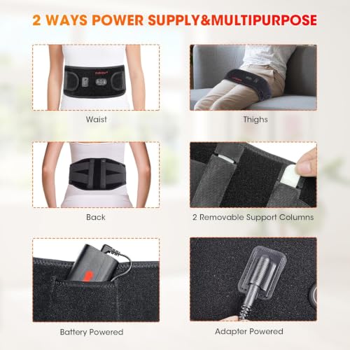 CUEHEAT Heated Waist Belt, Dual-Zone Back and Belly Vibration - size: 45 inches