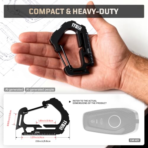 Carabiner Multitool MOLLE Clip for 1" & 1.5" Webbing, 440LB Steel