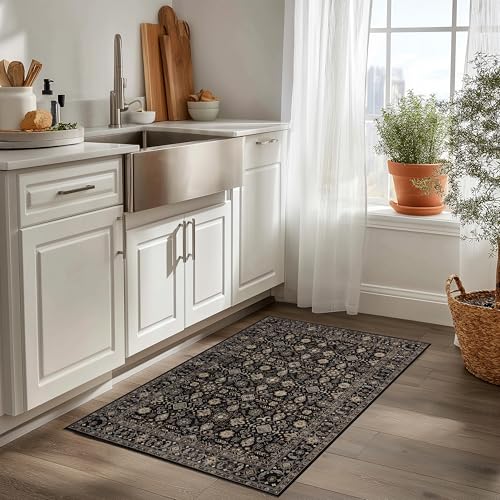 Ruaruarug Washable Small Area Rug 2×3 for Entryway, Ultra Soft, Black Gold - color: Black Gold, size: 2' x 3' (Rectangular)