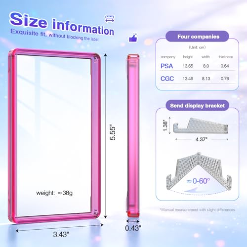 For PSA Graded Card Slab Protector Case Pink - color: Pink