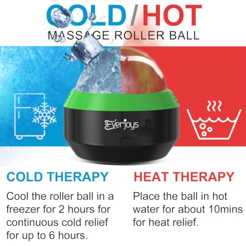 Massage Ice Roller Ball Cold & Heat Therapy Tissue Relief Muscle Recovery - color: Black and Green