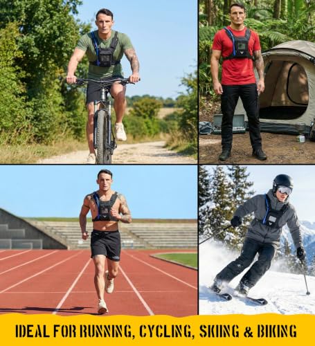 Elite Hydra Running Chest Pack w/ Phone Holder Touch Friendly, Camera Pocket for Men/Women Lightweight Hydration Vest Chest Rig w/ Water Bladder for Marathon, Cycling, ADV Camping, Skiing - size: Small
