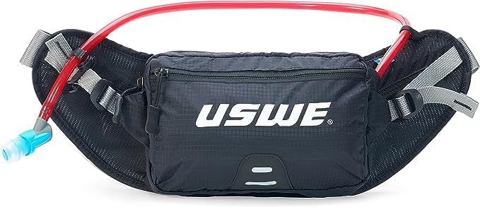 USWE Zulo Hydration Hip Pack - with Organizer and Side Pockets, Bounce Free Hip Belt (Carbon Black Winter, 2L) - color: Carbon Black Winter, size: 2L