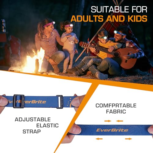 EverBrite Rechargeable Headlamp, 2 Pack Head Lamp for Kids & Adults - color: Mineral Blue