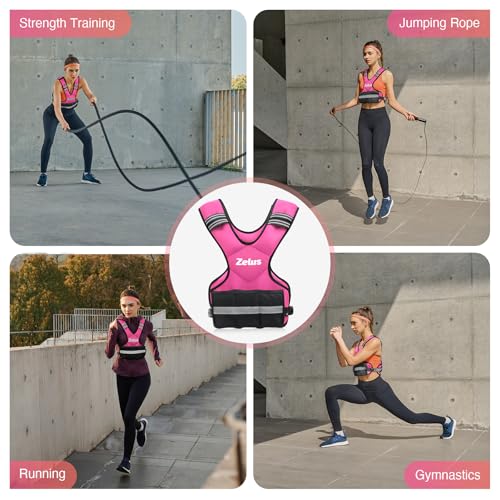 ZELUS Weighted Vest for Men Women,Adjustable 4-32lb Vest, Removable Weights - color: Pink, size: 20-32 lb.