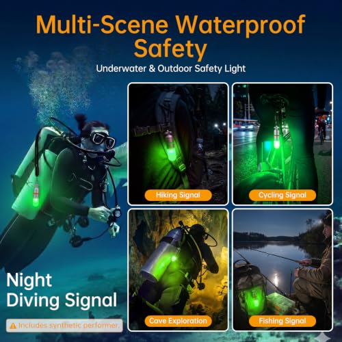 SecurityIng 2 Pcs Scuba Dive Strobe Signal Light, 2 Modes -Green - color: Green