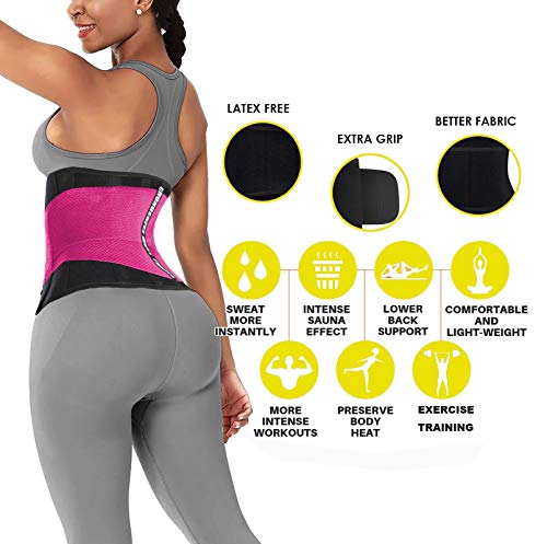 ChongErfei Waist Trainer Belt for Women & Man - Waist Trimmer Ab Belt - color: Fuchsia, size: Small