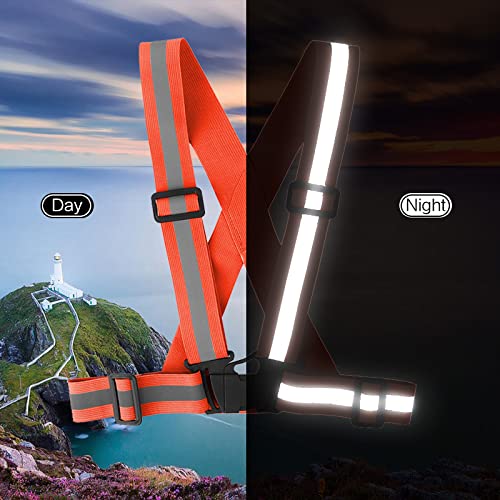 Running Reflective Vest Gear 3 Pack, Adjustable Safety Vest High Visible Reflective Belt Straps Night Walking Vest - color: Green,Orange,Yellew