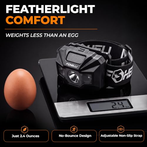 Foxelli USB‑C Rechargeable LED Headlamp – Ultra‑Light 2.4 oz & Bright 180 Lumens – Red/White Light, 5 Modes, IPX5 Waterproof, 40 h Runtime for Trail Running, Camping, Hiking - color: 2-Pack Black