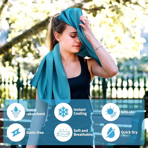 YESLIFE 4-Pack Cooling Towels (40"x 12"), Cooling Neck Wraps, Ice Towel - color: Light Blue, Green, Purple, Black