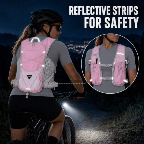 Running Hydration Vest Backpack with 1.5L Bladder for Men Women - color: pink, size: without hydration