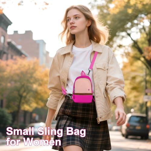 Babysun Mini Backpack Keychain Wristlet Pouch Small Change Coin Purse Cute Zipper Wallet With 3 RFID Card Slots For Women/Men Airpods Cosmetics - color: HotPink-L