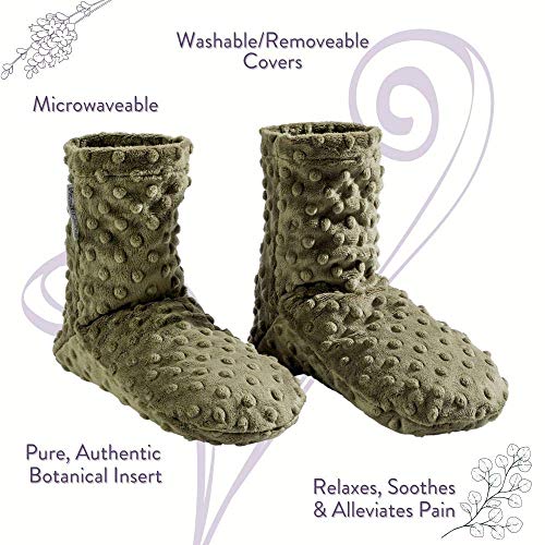 Sonoma Lavender Spa Booties, Microwavable Heated Slippers, Luxury Herbal Booties, Herbal Aromatherapy Foot Warmer - color: Green Dot, size: 10