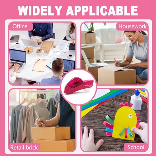 Automatic Tape Dispenser for Wrapping Gifts, Handheld Packaging Tape Dispenser Gun with Cutter, Dispensers for Adhesive Tapes-Pink - color: Pink