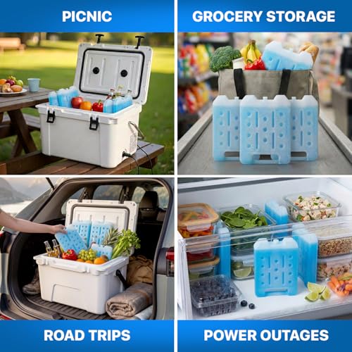 4 Pack Reusable Extra Large Ice Packs for Cooler, Long Lasting Freezer Packs for Camping, Beach, and Road Trips, Cooler Ice Packs BPA-Free Non-Toxic, 10.28"x 7.80" - size: Large 4-pack