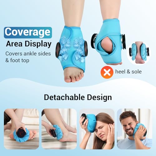 Comfytemp Ankle Ice Pack Wrap, Refillable Wearable Ice Bags for Injuries