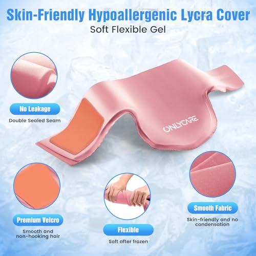 ONLYCARE Neck Ice Pack Wrap Gel - Upgraded Shoulder Ice Packs for Injuries Reusable, Hot and Cold Compress Ice Packs for Neck, Relief of Pain, Swelling, Sprains, Office Pressure - color: Pink