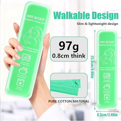 Postpartum perineal ice Pack, Hot and Cold Ice Pack for Women After Pregnancy, Postpartum Ice Pack for Recovery, Affordable & Reusable，2 Ice Packs and 2 Washable Sleeves. (Pink Flower) (Green) - color: Green