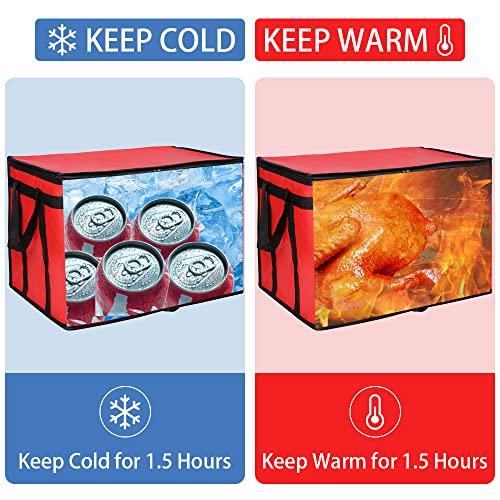 1PK Insulated Food Delivery Bag, 3X-Large Reusable Grocery Bags, Red - color: Red, size: 22 x 14 x 13 inches