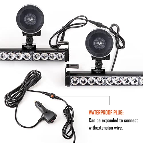2×16.8 inch Emergency Strobe Light Bar for Vehicles, Trucks - color: Amber/White
