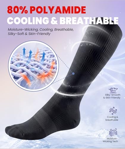 PULIOU Compression Socks for Women Men 15-20 mmHg Easy On Off,2 Pairs - color: 2black/1white/1grey, size: Large-X-Large