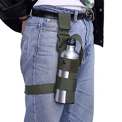 Drop Leg Water Bottle Holster, Pepper Spray Holder Adjustable Thigh Pepper Spray Pouch Open Top Thigh Pouch for Left/Right Leg - color: Green