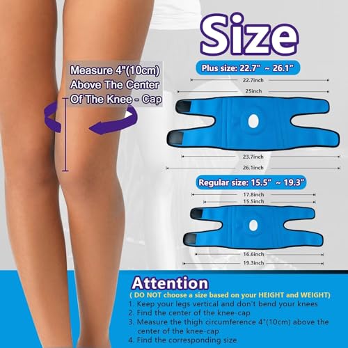 LAVAED Knee Brace with Side Stabilizers for Knee Pain, Adjustable Non Slip Open-Patella Compression Wrap Knee Support with Patella Gel Pads, for Man and Woman Sports Workout Gym Running Basketball - style: Regular Size (13.7"~19.6")