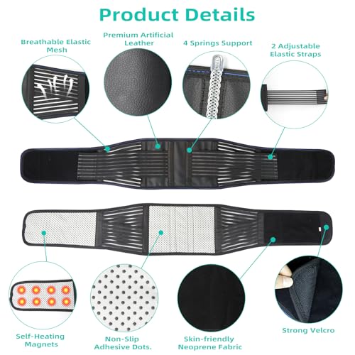 Back Brace with Magnet, Lumbar Support Belt for Lower Back & Sciatica - size: Medium