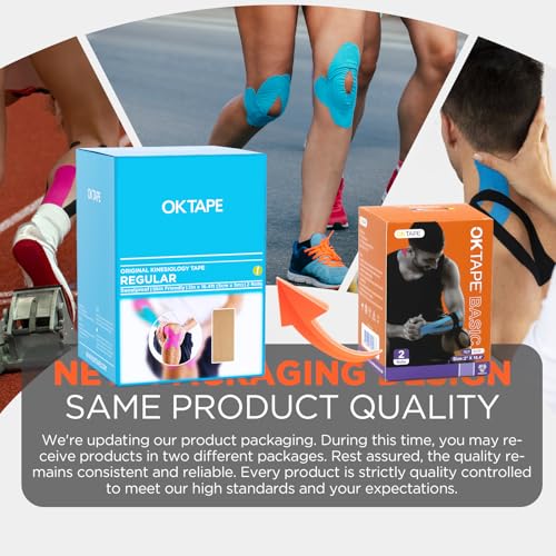 OK TAPE Kinesiology Tape (2 Pack) Latex Free Cotton Uncut 2in x 16.4ft - color: Beige, size: 2 Rolls