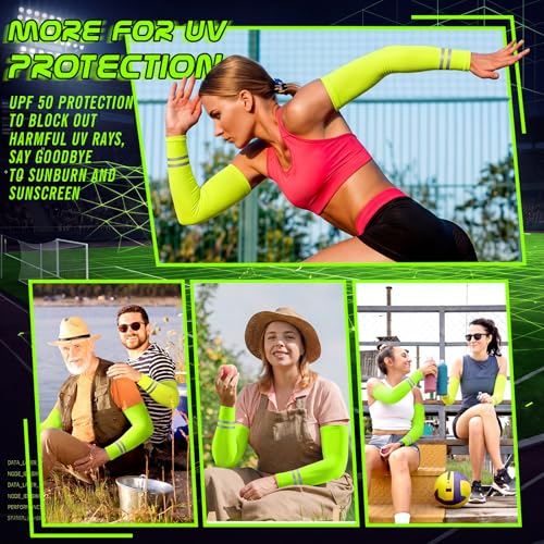 Geyoga 4 Pairs Arm Sleeves for Men Women - color: Green, Yellow